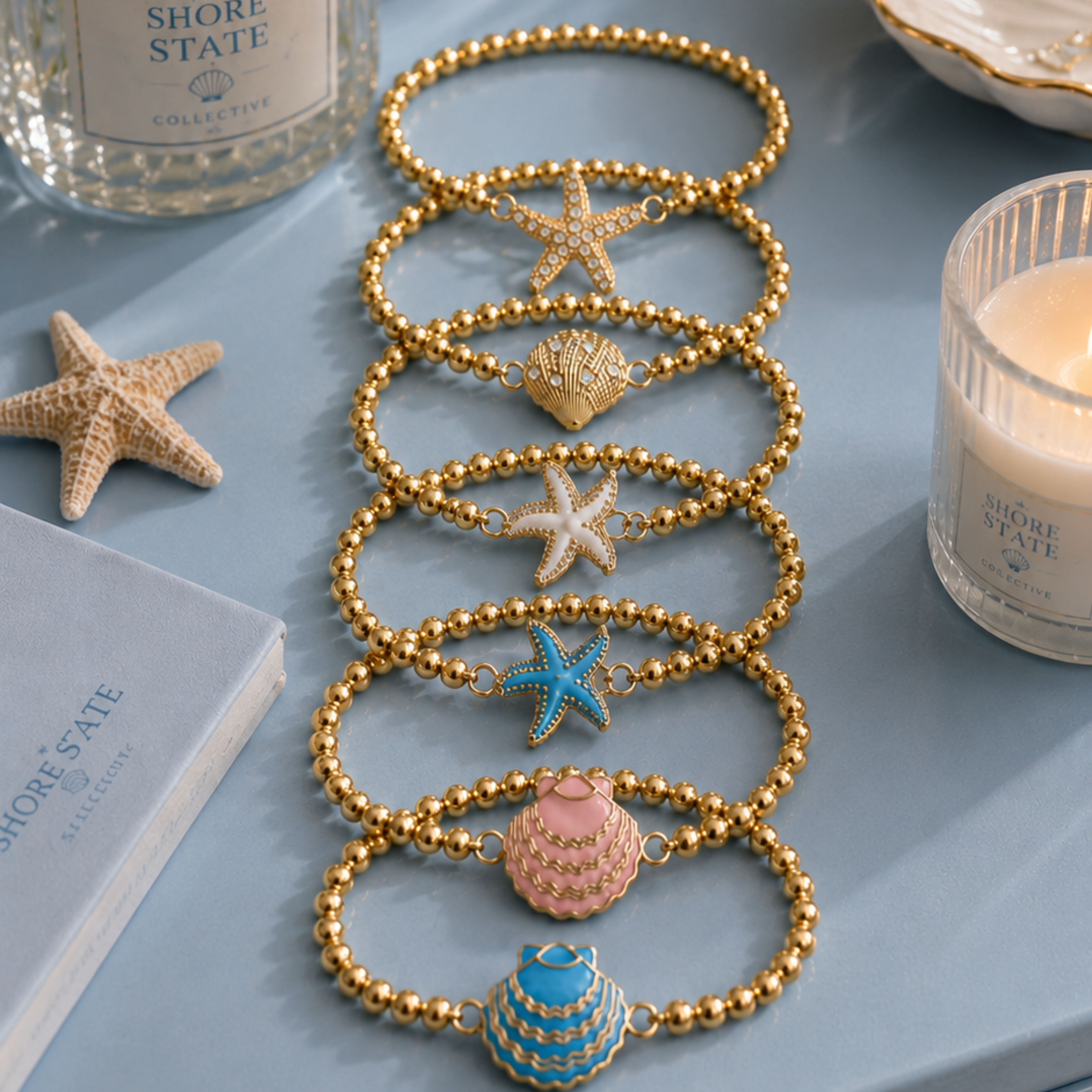 FREE GIFT WITH PURCHASE- Stretch Gold Charm Bracelet