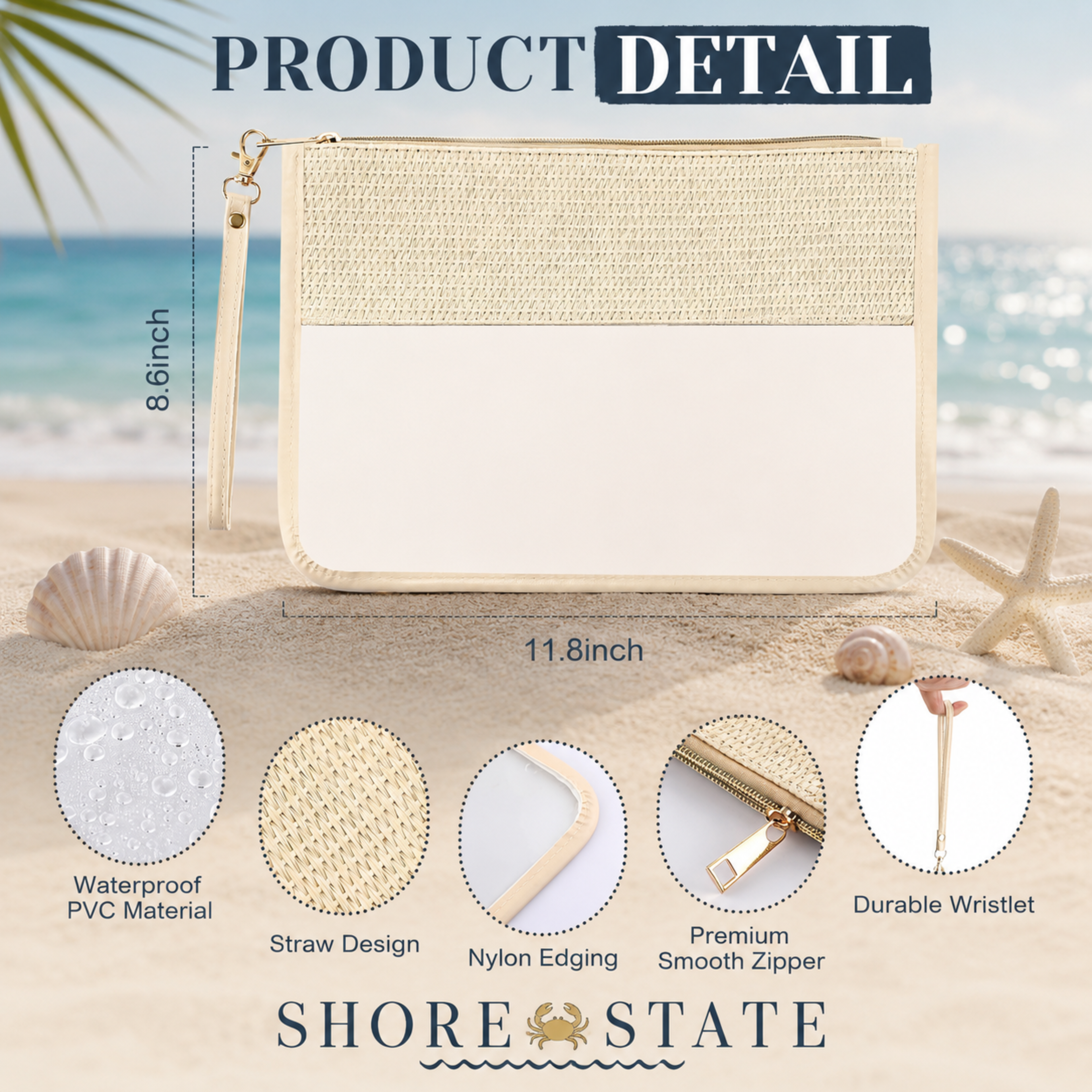 straw clear pouch with handle