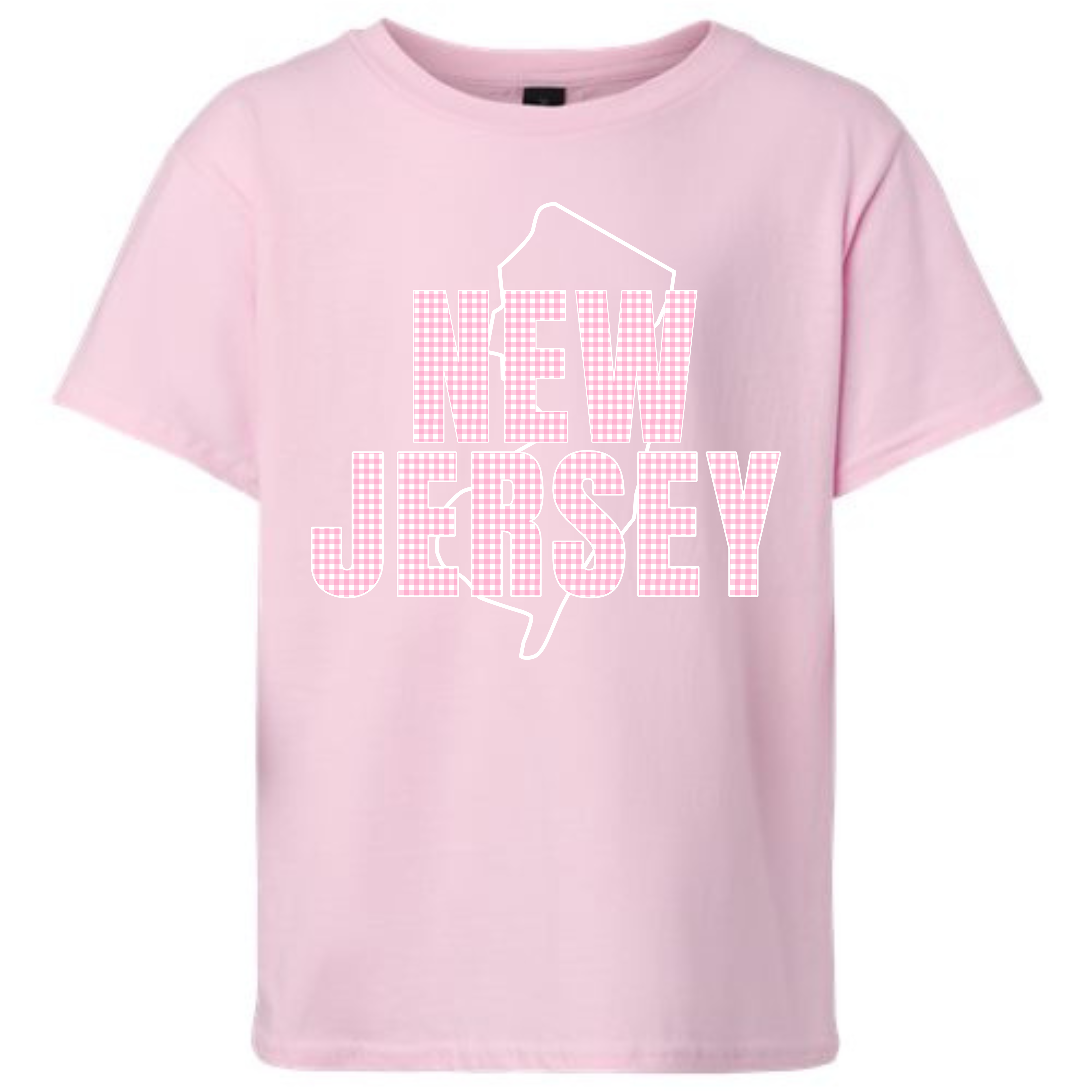 Youth Gingham NJ T-Shirt Pink