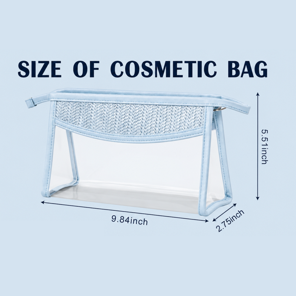 blue clear cosmetic bag
