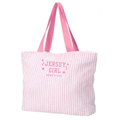 Striped Zipper Tote Jersey Girl Pink