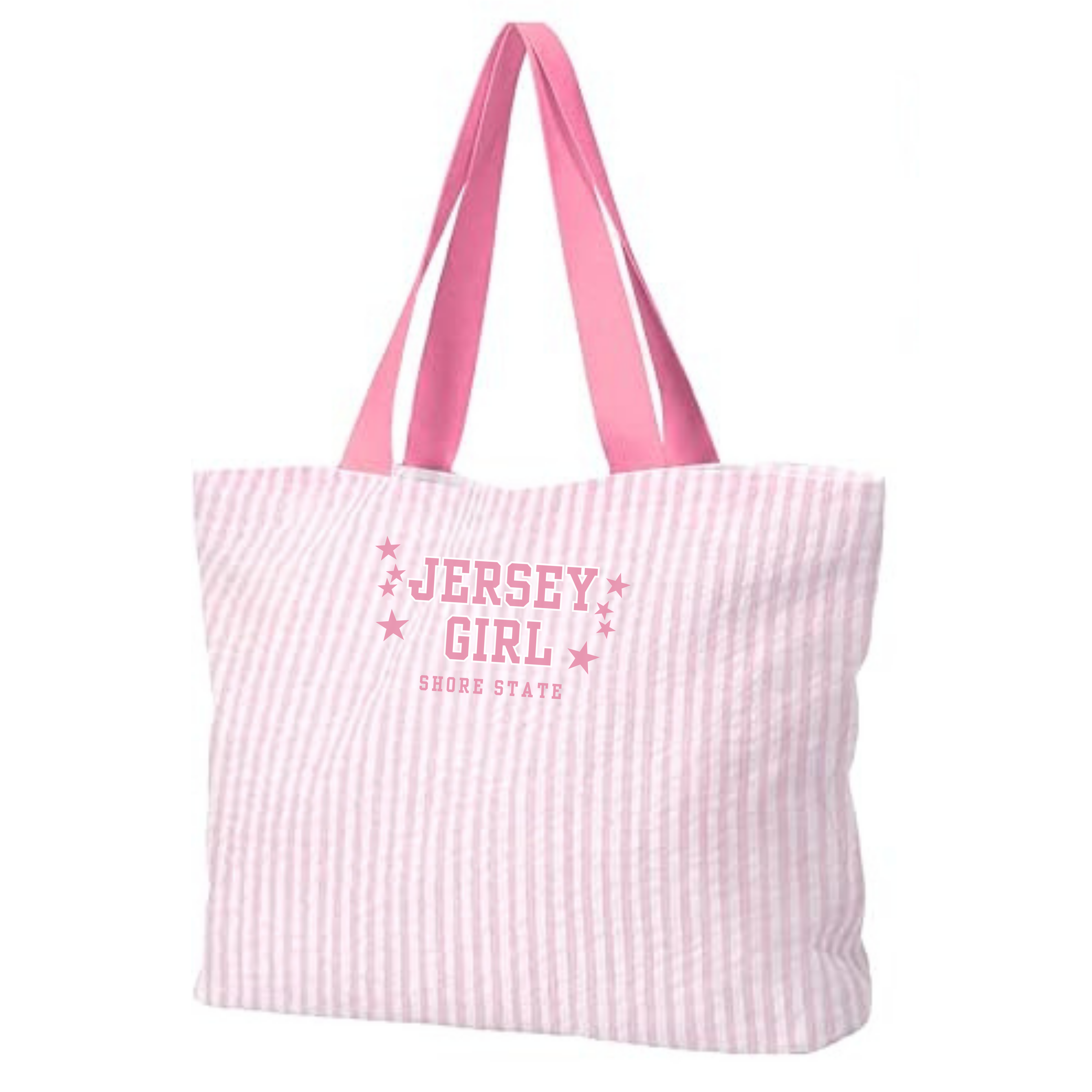 Striped Zipper Tote Jersey Girl Pink