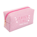 striped makeup bag -jersey girl pink
