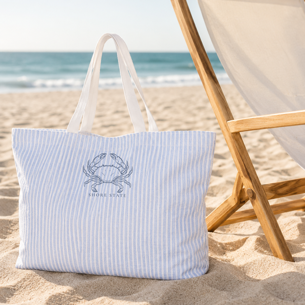 Striped Zipper Tote